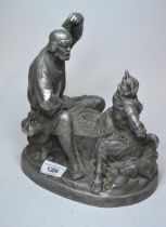 Patinated spelter group of gamblers