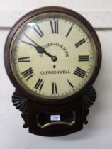 Mahogany drop-dial wall clock, the painted dial with Roman numerals signed J. Stockall & Sons,