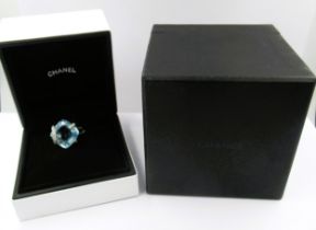 Chanel Palladienne ring set an aquamarine and thirty two diamonds, mounted in 18ct white gold, the