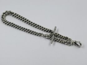 Silver curb link Albert watch chain, 46g, 36cm long