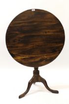 19th Century mahogany circular pedestal table with single baluster column and cabriole pad supports