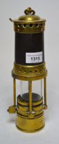 Antique brass and steel miner's lamp