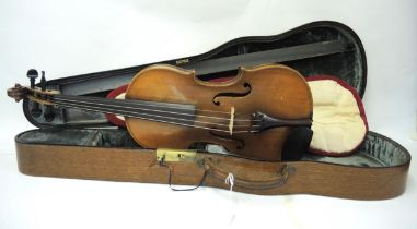 Violin attributed to Neapolitan school with W.E. Hill fittings, housed in a good quality Hill oak