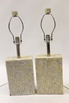 Pair of modern mother of pearl covered table lamps