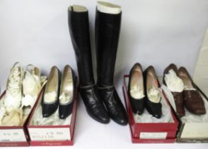 Salvatore Ferragamo, one pair of ladies leather boots (no box) and five pairs of shoes, UK size 4,