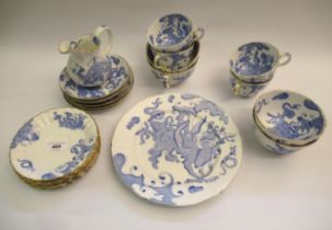 Royal Worcester part tea set of blue dragon design (twenty one pieces)