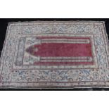 Antique Turkish prayer rug (worn), 184 x 122cm