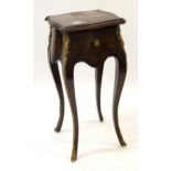 Small reproduction French style burr wood and ormolu mounted lamp table with a single drawer, 35cm