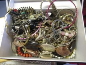 Small box containing a quantity of various costume jewellery