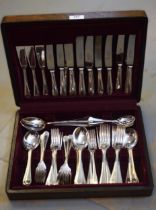 Cased eight place setting canteen of Bead pattern silver plated cutlery