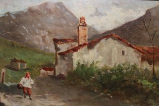 A. Sani, pair of signed early 20th Century, oils on board, figure with cattle in a landscape and