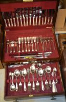 Mahogany cased canteen of silver plated cutlery
