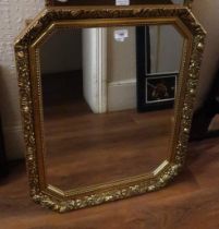 Modern octagonal gilt framed wall mirror, 55 x 70cm, together with three 20th Century rectangular