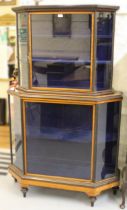 Good quality 19th Century purpleheart, satinwood and brass mounted display cabinet, the top with