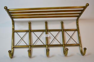 Brass hanging coat and hat rack Good condition 56cm wide x 32cm high x 28cm deep