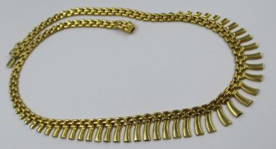 18ct Yellow gold Etruscan style necklace, 18in, 30.5g