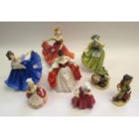 Four various modern Royal Doulton figures, together with two smaller figures, ' Lavinia ' and '