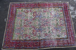 Large Sparta carpet of all-over floral design with multiple borders, 255 x 343cm (worn)