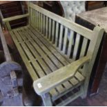 Hardwood teak slatted garden bench by Barlow Tyrei, 198cm wide x 62cm deep