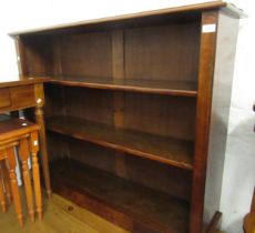 Victorian mahogany three shelf open bookcase on a plinth base 123cm wide