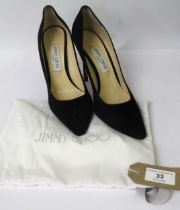 Jimmy Choo, London, pair of black suede Romy 100 court shoes, size 40, with original dust bag