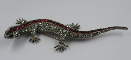 Butler and Wilson silver paste set lizard brooch