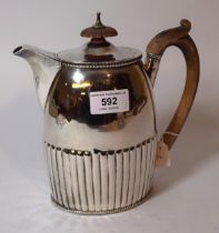 William IV silver hot water pot of half fluted design, Sheffield 1835, 20oz t