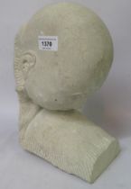 Carved stone sculpture of a baby feeding, 28cm wide, unsigned
