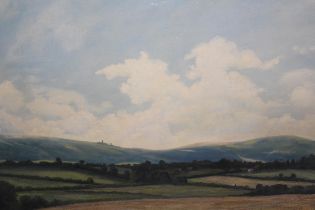 Oil on canvas, view across a rolling landscape, signed ' Barrington ', 45 x 59cm