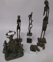 Group of six various 20th Century patinated bronze figural groups