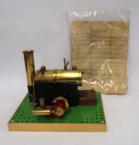 Bowman tin plate and brass stationary engine with accessories