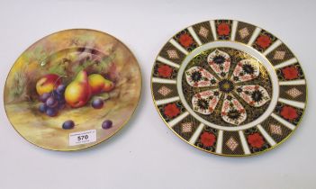 Royal Worcester cabinet plate painted with fruits by Price, together with a Royal Crown Derby