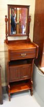 Late 19th / early 20th Century mahogany shaving stand, the rectangular swing plate above single