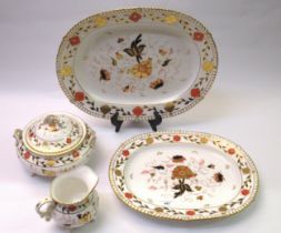 Royal Crown Derby Asian Rose pattern part dinner service, 30 pieces including two tureens and two