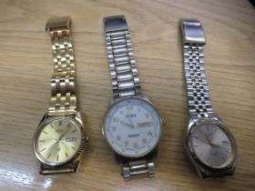 Group of three various gentleman's wristwatches, Seiko, Timex and Citizen