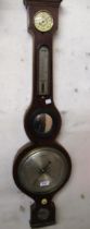 George III mahogany and line inlaid banjo shaped wheel barometer, signed J. Westhorne, Derby, 99cm