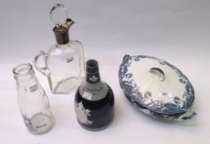 Early 20th Century cut glass and silver mounted jug decanter, a stoneware Andrew Asher and Co