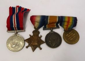 Group of three World War I medals awarded to S.J.T. Evans, No. M2-074472, together with a World