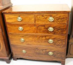 George III mahogany and boxwood line inlaid straight front chest of two short and three long drawers