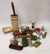 Small quantity of motoring related items, together with a quantity of trade tins, spectacles in