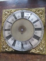 Longcase clock dial, 10.25in square with brass and silvered chapter ring inscribed ' Henry