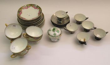 Herend porcelain pot and cover, silver on porcelain part coffee service and a Bavarian floral and