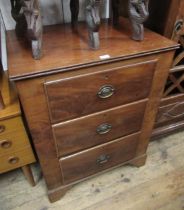 Victorian mahogany straight front chest, the moulded top above three drawers with oval brass handles