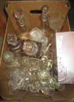 Four various glass decanters, and other glassware