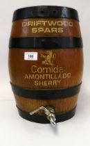 Comida oak and metal banded sherry barrel, 34cm high