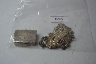 George Unite, late Victorian rectangular silver vinaigrette, together with a 19th Century silver