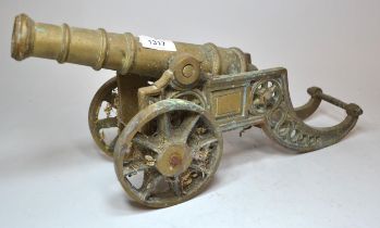 Brass model of an early cannon with carriage