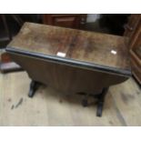 Edwardian mahogany inlaid Sutherland table together with another modern shaped top Sutherland table