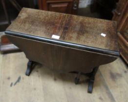 Edwardian mahogany inlaid Sutherland table together with another modern shaped top Sutherland table