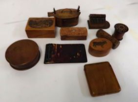 19th Century Tunbridge ware nutmeg grater, together with a quantity of other boxes etc.